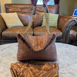 Sondra Roberts Brown Quilted Hobo Bag